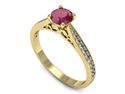 Złoty pierścionek z rubinem i brylantami złoto proba 585 — p16637zr