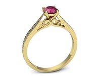 Złoty pierścionek z rubinem i brylantami złoto proba 585 - p16637zr- 3