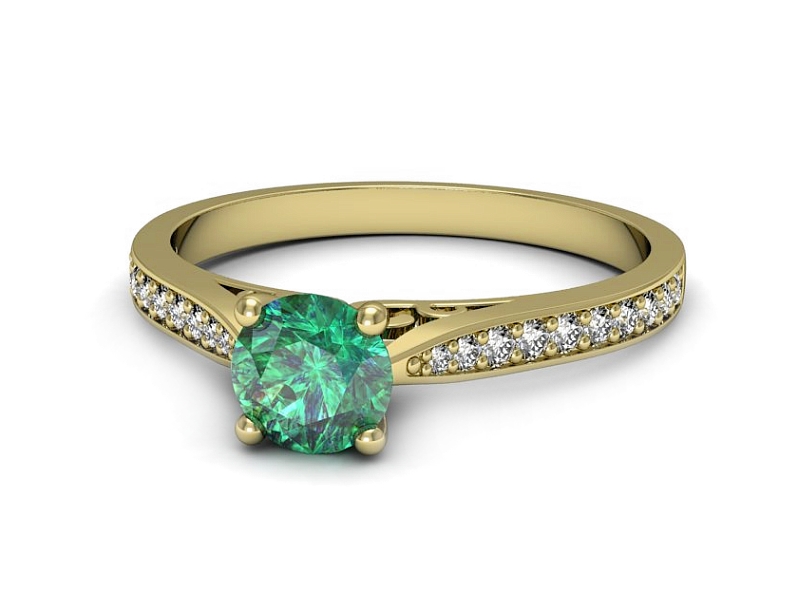 Pierścionek ze szmaragdem i brylantami - p16637zsm — zdjęcie 2