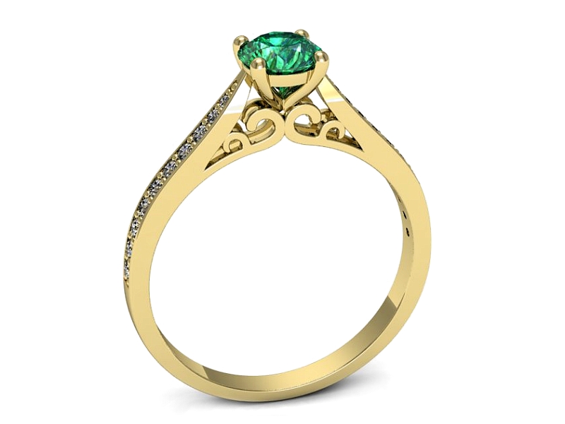 Pierścionek ze szmaragdem i brylantami - p16637zsm — zdjęcie 3