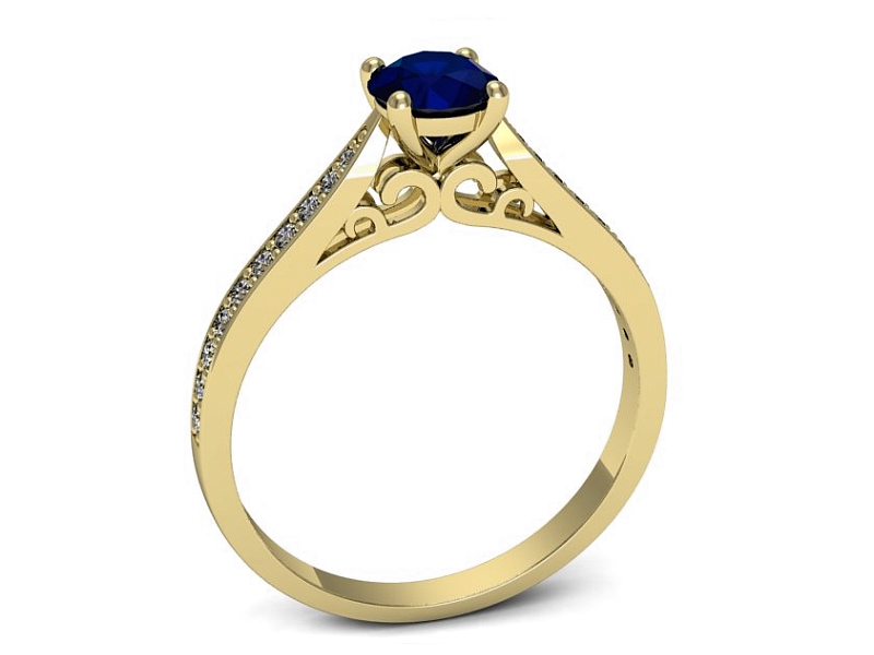 Złoty pierścionek z szafirem i brylantami - p16637zsz — zdjęcie 3