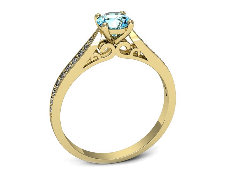 Złoty pierścionek z topazem i brylantami - p16637ztp — zdjęcie 3