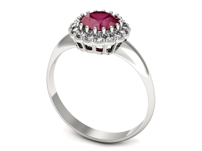 Pierścionek z rubinem i brylantami białe złoto - p16639br — zdjęcie 3