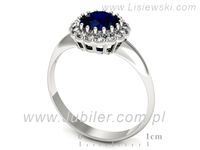 Pierścionek z szafirem i brylantami z białego złota 585 - p16639bsz- 3