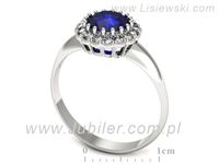 Pierścionek z szafirem i brylantami z białego złota 585 - p16639bszc- 3