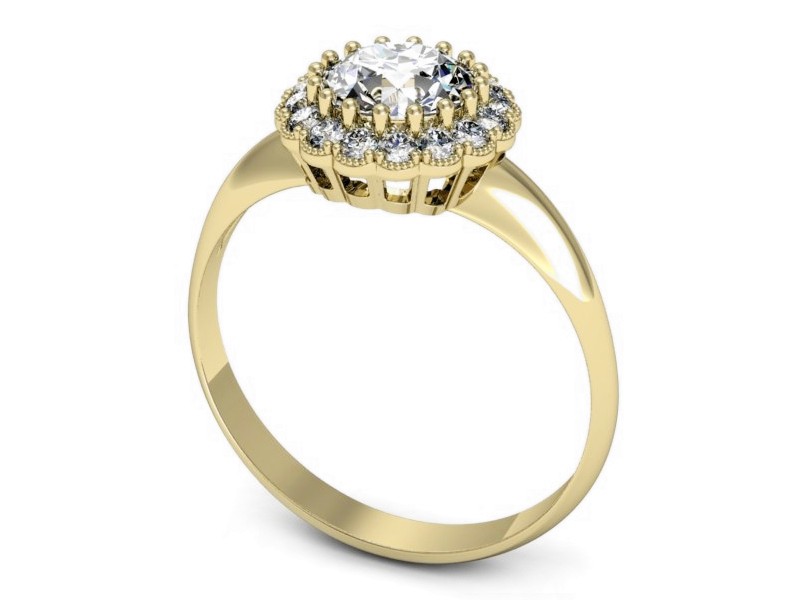 Złoty pierścionek z brylantami żółte złoto - p16639z — zdjęcie 3