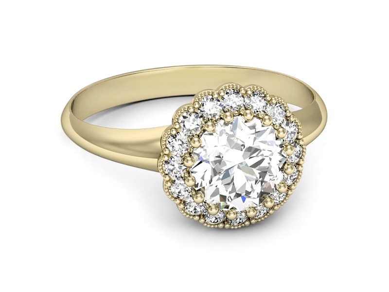 Złoty pierścionek z brylantami żółte złoto - p16639z — zdjęcie 2