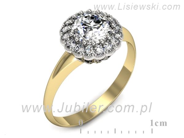Pierścionek z diamentami żółte i białe złoto próba 585 - p16639zb- 1