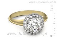 Pierścionek z diamentami żółte i białe złoto próba 585 - p16639zb- 2