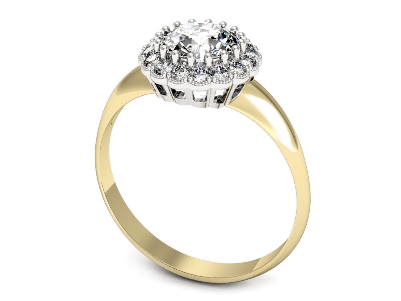 Pierścionek z diamentami żółte i białe złoto - p16639zb — zdjęcie 3