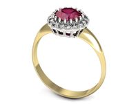 Pierścionek z rubinem i diamentami w żółtym i białym złocie - p16639zbr- 3