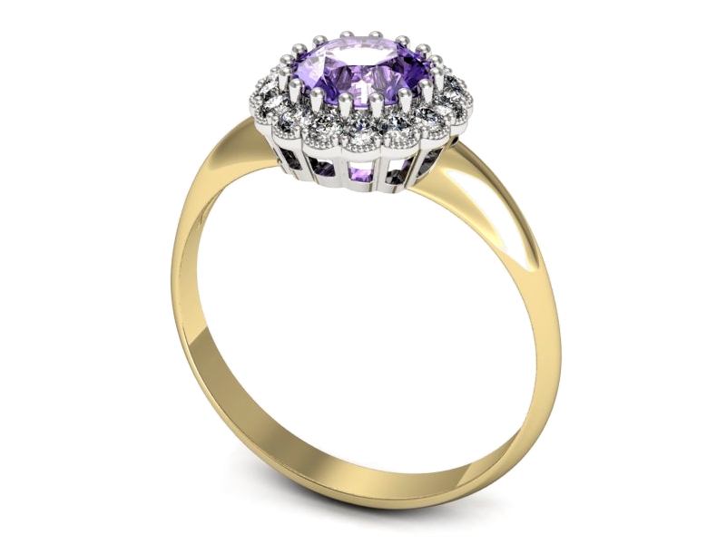 Pierścionek z tanzanitem i brylantami - p16639zbt — zdjęcie 3