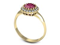 Złoty pierścionek z rubinem i brylantami złoto proba 585 - p16639zr- 3