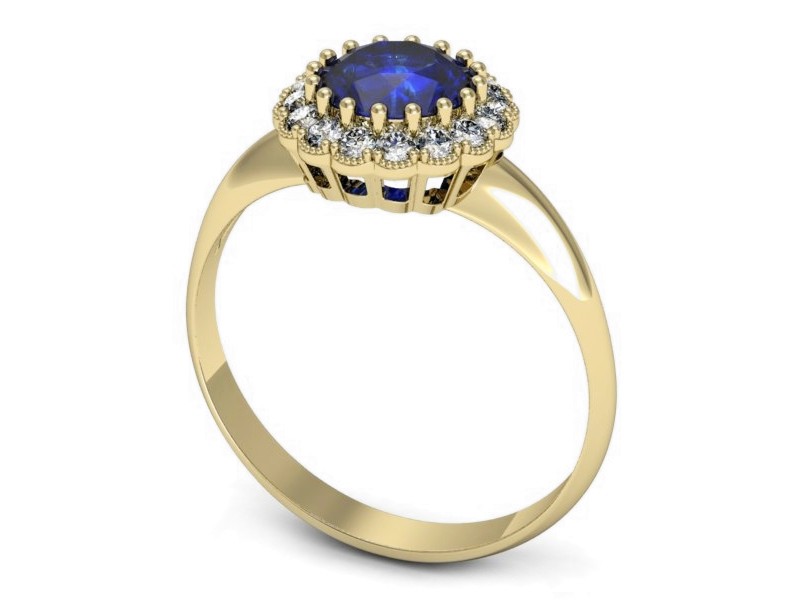 Złoty pierścionek z szafirem i brylantami - p16639zszc — zdjęcie 3