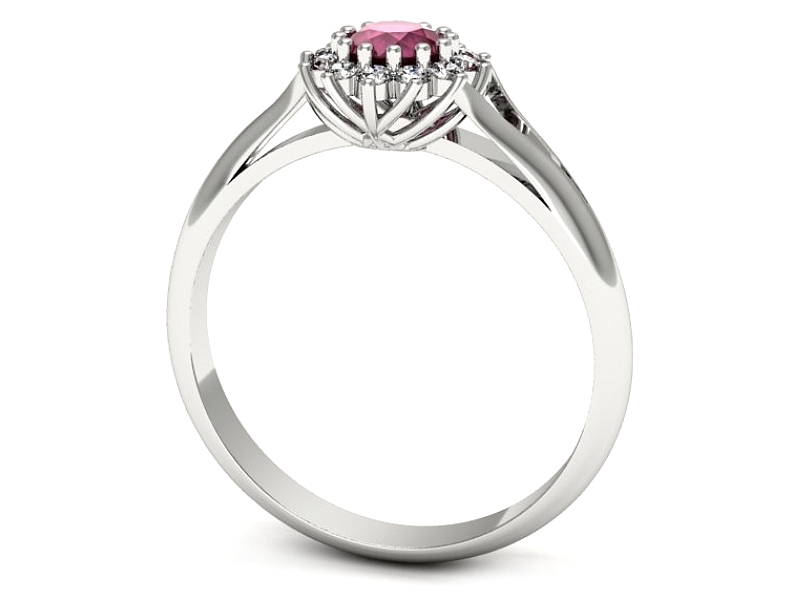 Pierścionek z rubinem i brylantami białe złoto - p16640br — zdjęcie 3