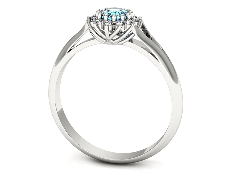 Pierścionek z topazem i brylantami białe złoto - p16640btp — zdjęcie 3