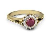 Złoty pierścionek z rubinem i brylantami złoto proba 585 - p16640zr- 2