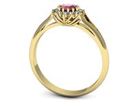 Złoty pierścionek z rubinem i brylantami złoto proba 585 - p16640zr- 3
