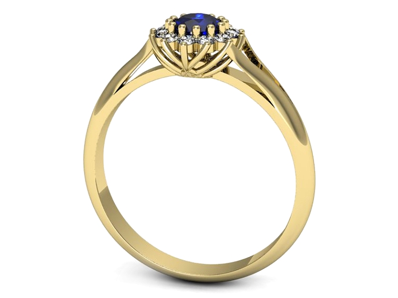 Złoty pierścionek z szafirem i brylantami - p16640zszc — zdjęcie 3