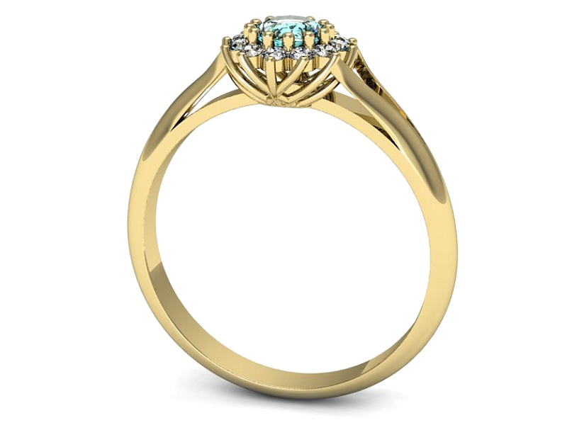 Złoty pierścionek z topazem i brylantami - p16640ztp — zdjęcie 3