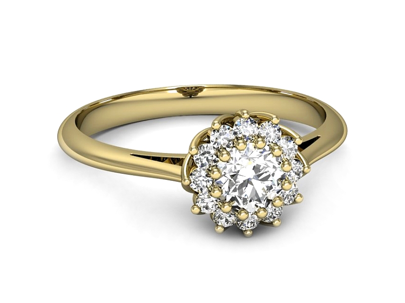 Złoty pierścionek z brylantami żółte złoto - p16641z — zdjęcie 2