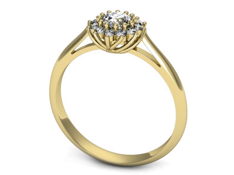 Złoty pierścionek z brylantami żółte złoto - p16641z — zdjęcie 3