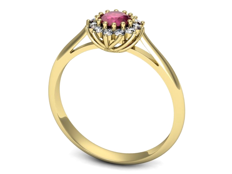 Pierścionek z rubinem i brylantami - p16641zr — zdjęcie 3