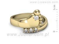 Złoty Pierścionek z brylantami złoto próby 585 żółte złoto - p16642z- 2