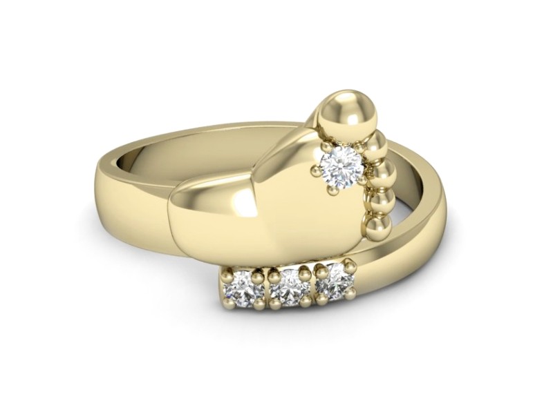Złoty pierścionek z brylantami żółte złoto - p16642z — zdjęcie 2