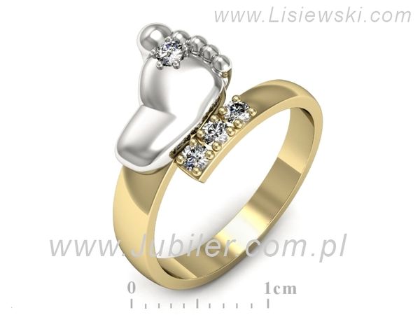Pierścionek z diamentami żółte i białe złoto próba 585 - p16642zb- 1