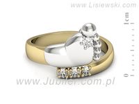 Pierścionek z diamentami żółte i białe złoto próba 585 - p16642zb- 2