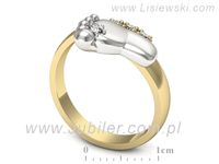 Pierścionek z diamentami żółte i białe złoto próba 585 - p16642zb- 3