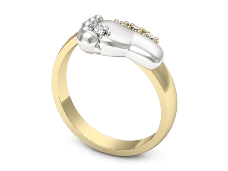 Pierścionek z diamentami żółte i białe złoto - p16642zb — zdjęcie 3
