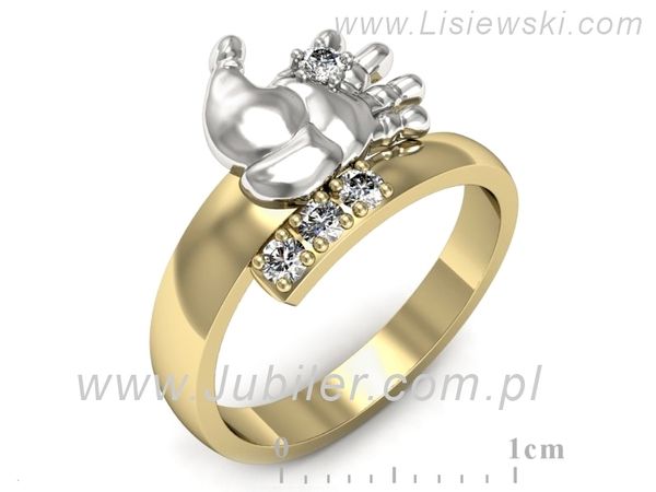 Pierścionek z diamentami żółte i białe złoto próba 585 - p16643zb- 1