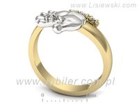 Pierścionek z diamentami żółte i białe złoto próba 585 - p16643zb- 3