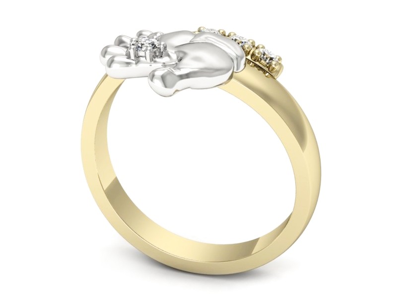 Pierścionek z diamentami żółte i białe złoto - p16643zb — zdjęcie 3