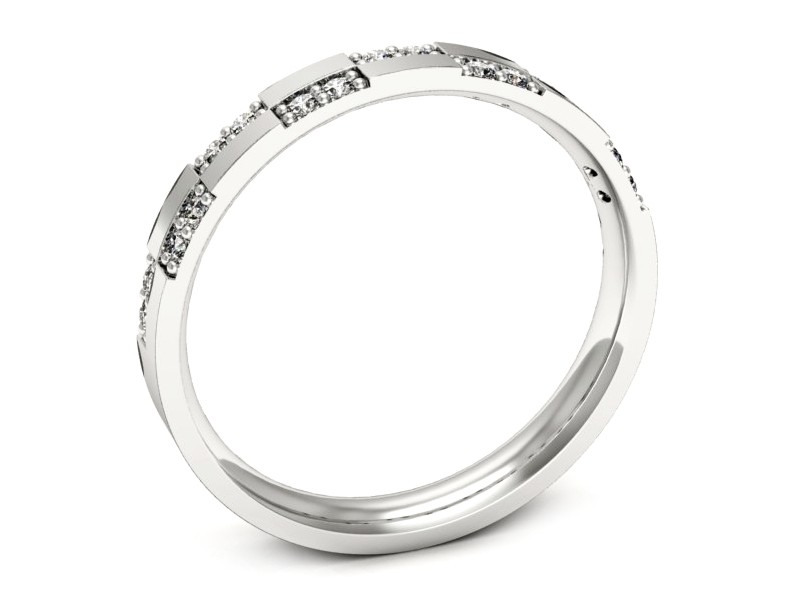 Pierścionek obrączka z brylantami białe złoto - p16644b — zdjęcie 3