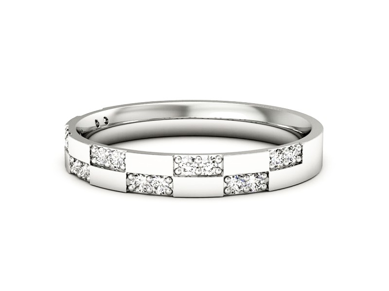 Pierścionek obrączka z brylantami białe złoto - p16644b — zdjęcie 2