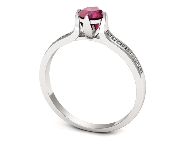 Pierścionek z rubinem i brylantami białe złoto - p16646br — zdjęcie 3