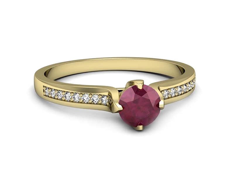 Pierścionek z rubinem i brylantami - p16646zr — zdjęcie 2