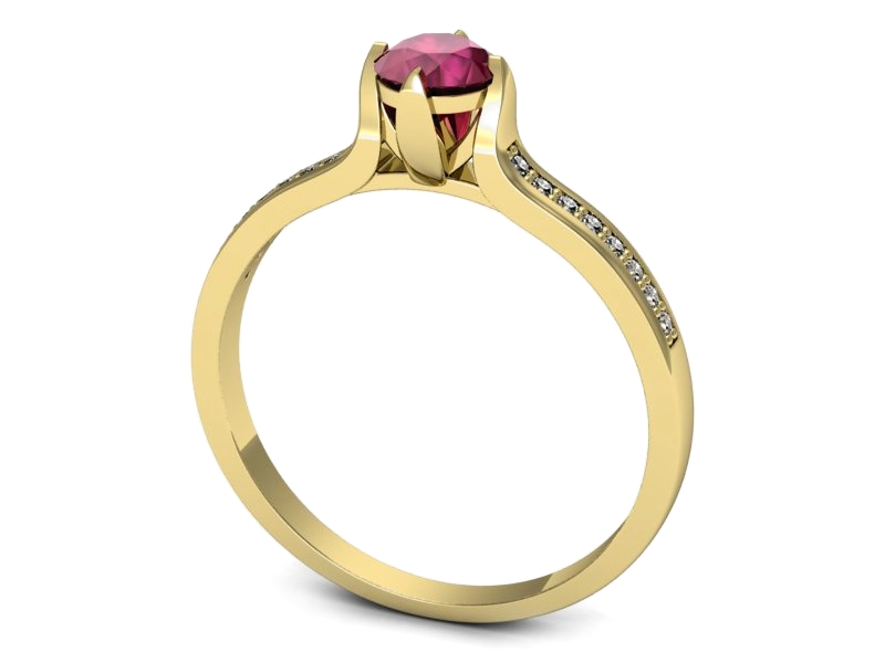 Pierścionek z rubinem i brylantami - p16646zr — zdjęcie 3