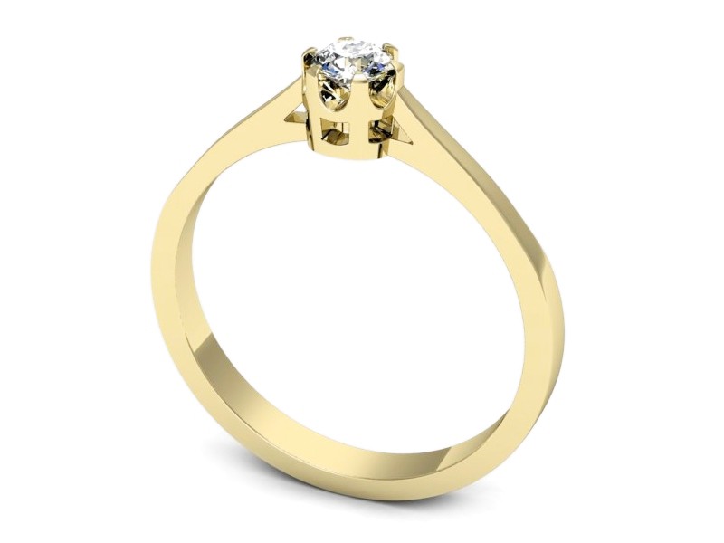 Złoty pierścionek z brylantem żółte złoto - p16648z — zdjęcie 3