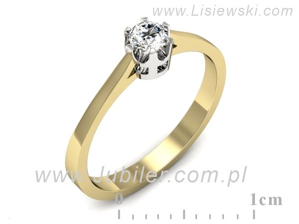 Pierścionek z diamentem żółte i białe złoto proba 585 - p16648zb- 1