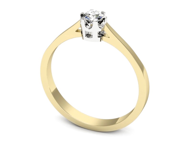 Pierścionek z diamentem żółte i białe złoto - p16648zb — zdjęcie 3