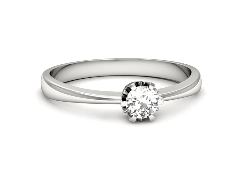 Złoty pierścionek z brylantem białe złoto - p16650b — zdjęcie 2