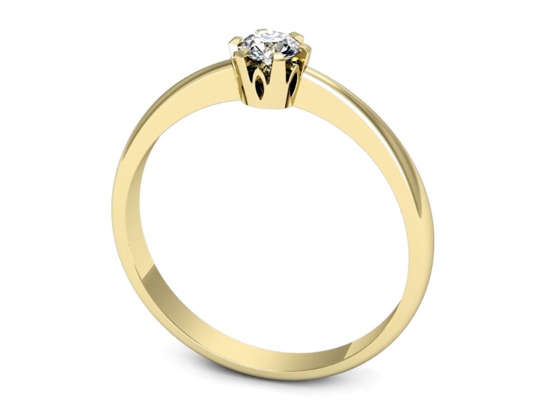 Złoty pierścionek z brylantem żółte złoto - p16650z — zdjęcie 3