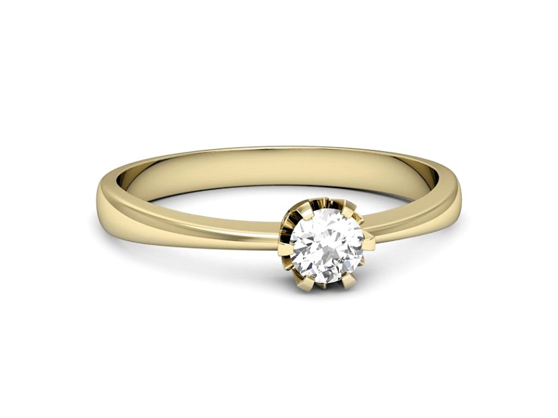 Złoty pierścionek z brylantem żółte złoto - p16650z — zdjęcie 2