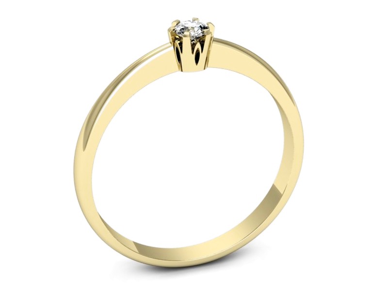 Złoty pierścionek z brylantem żółte złoto - p16651z — zdjęcie 3