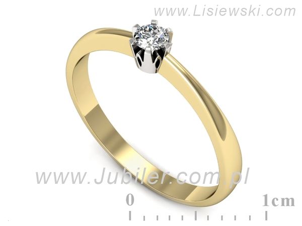 Pierścionek z diamentem żółte i białe złoto proba 585 - p16651zb- 1