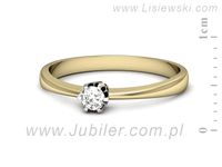 Pierścionek z diamentem żółte i białe złoto proba 585 - p16651zb- 2